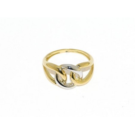 anello oro giallo e bianco a intreccio AA27
