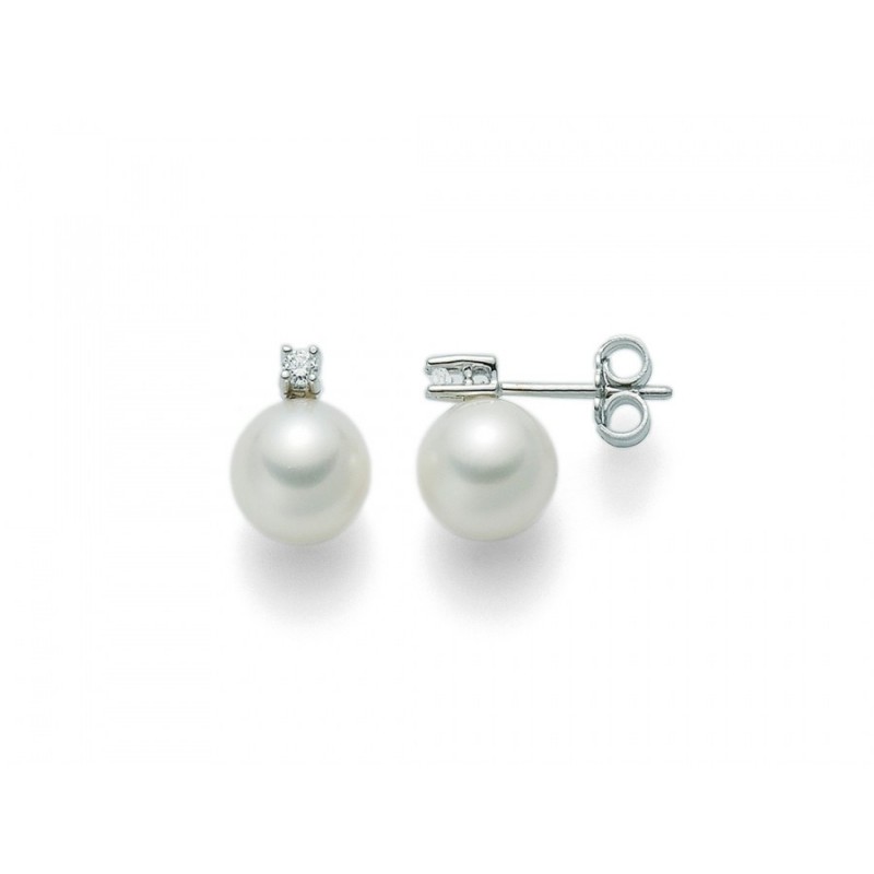 Orecchini perle Miluna PER1775 con diamanti montatura oro bianco 18 Kt.