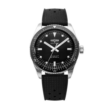 Vulcain Nautique skin diver nero con luminova bianco cinturino tropic