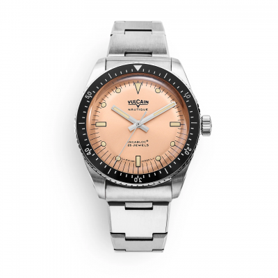 Vulcain Nautique salmon beige luminova bracciale acciaio Limited edition