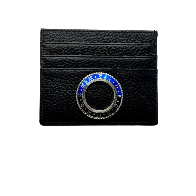 Speedometer Official Wallet in pelle nera con ghiera nera e blu