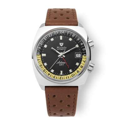 Nivada Grenchen Antarctic GMT Black cinturino racing 32043A23