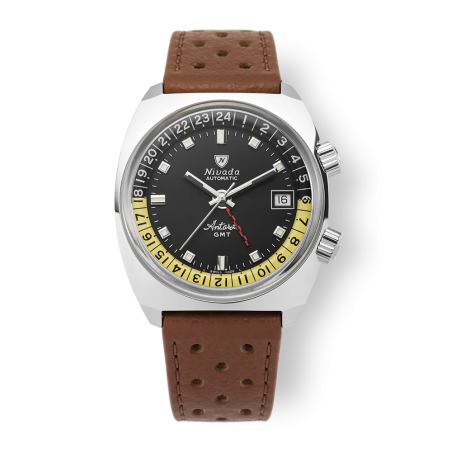 Nivada Grenchen Antarctic GMT Black cinturino racing 32043A23