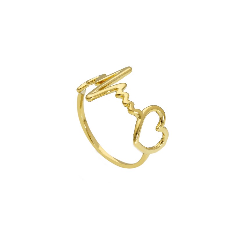 Anello cuore Battito in oro giallo 18 KT.