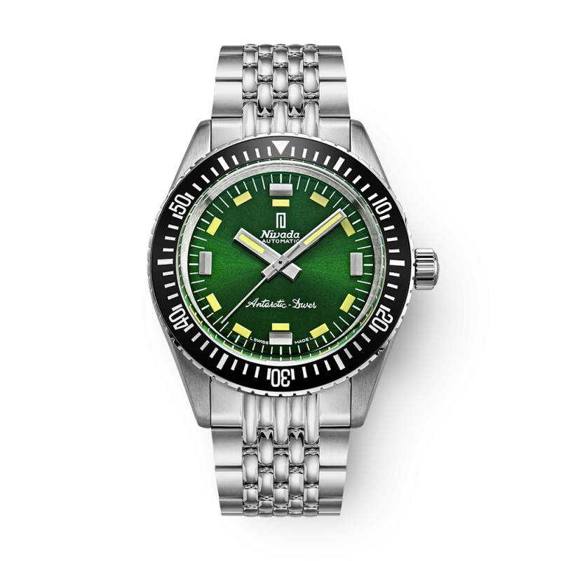 Nivada Grenchen Antarctic Diver green bracciale chicchi di riso 32059A04